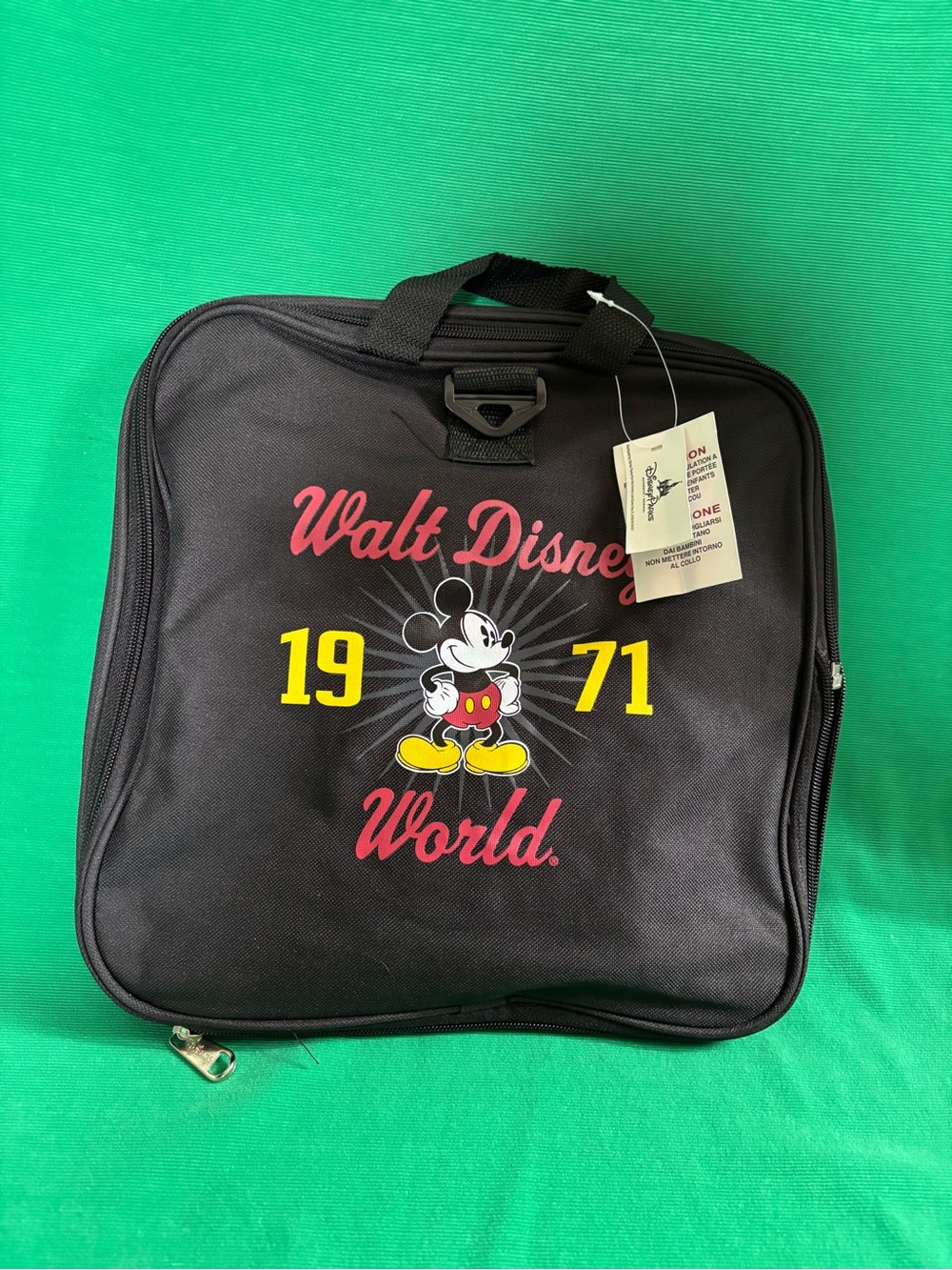 NWT Walt Disney World 1971 Mickey Mouse Black Duffel Bag Gym collapsible